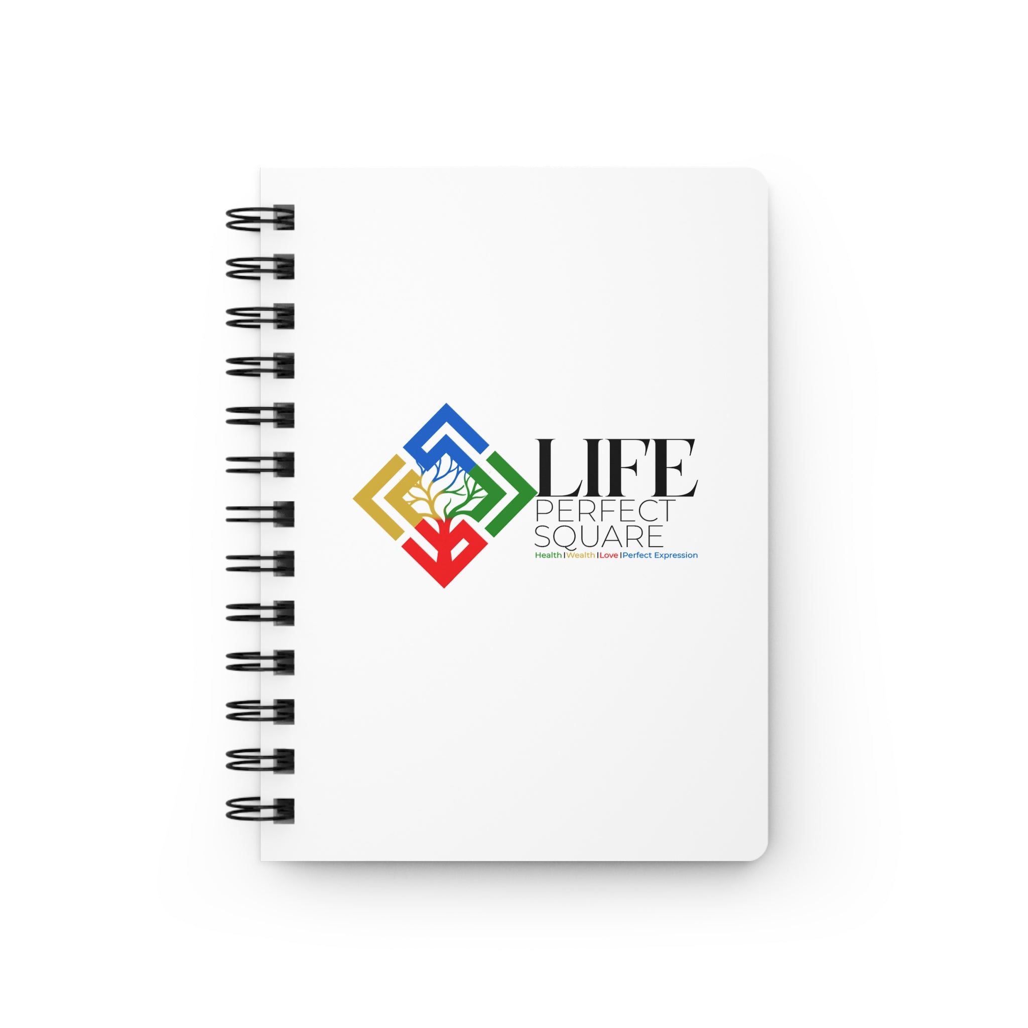 Life Perfect Square Spiral Journal — Colorful Logo Notebook for Planning & Notes