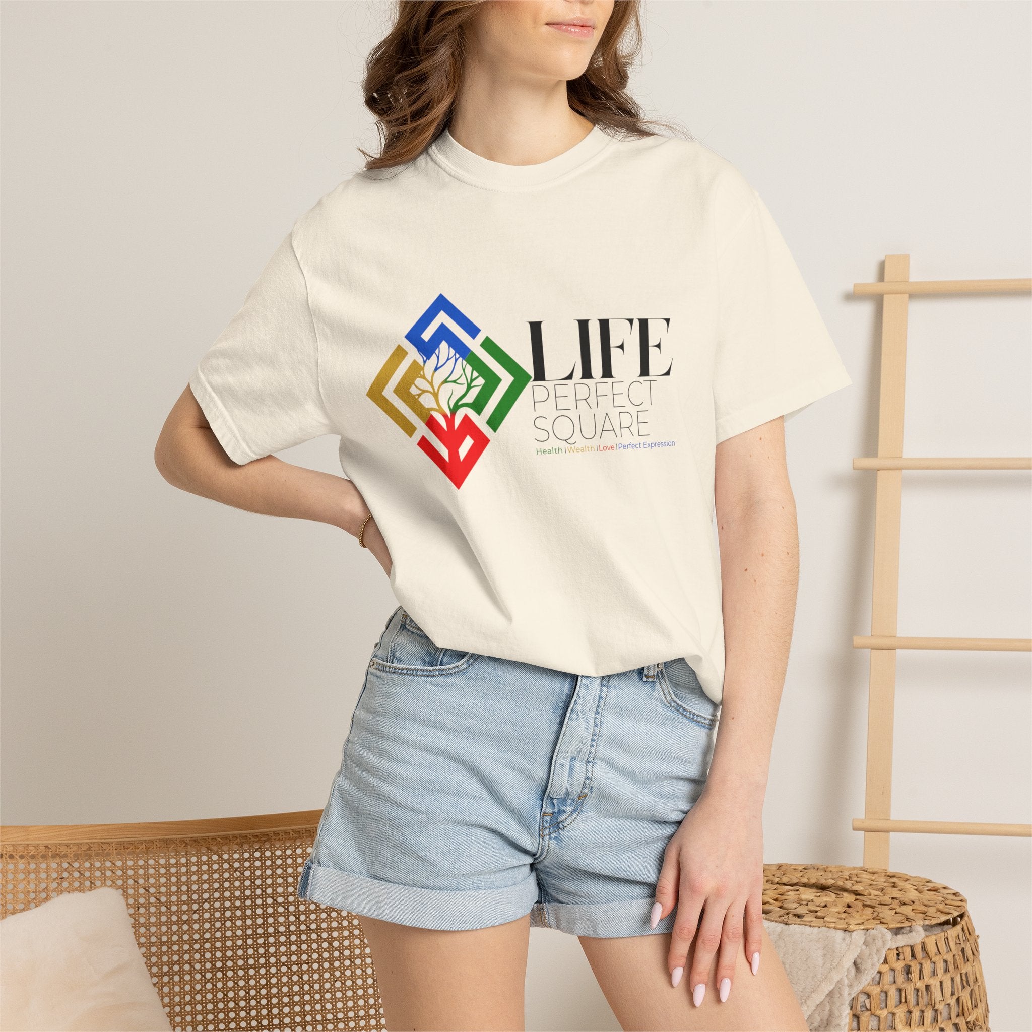 Life Supported Square T-Shirt — Colorful Geometric Tree Logo Tee
