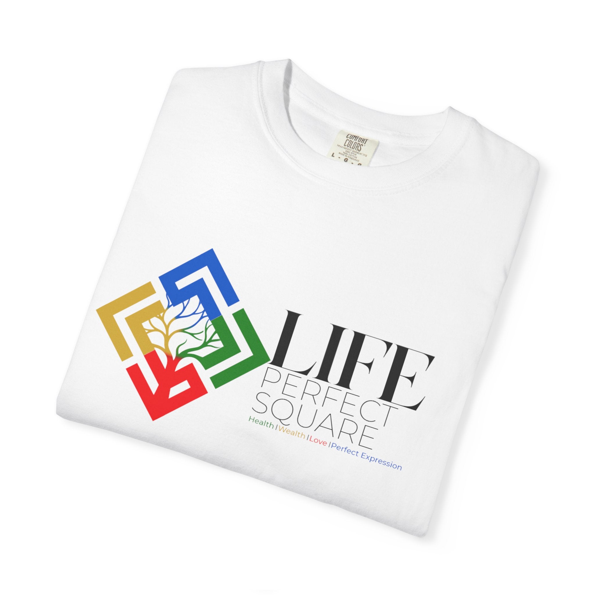 Life Supported Square T-Shirt — Colorful Geometric Tree Logo Tee