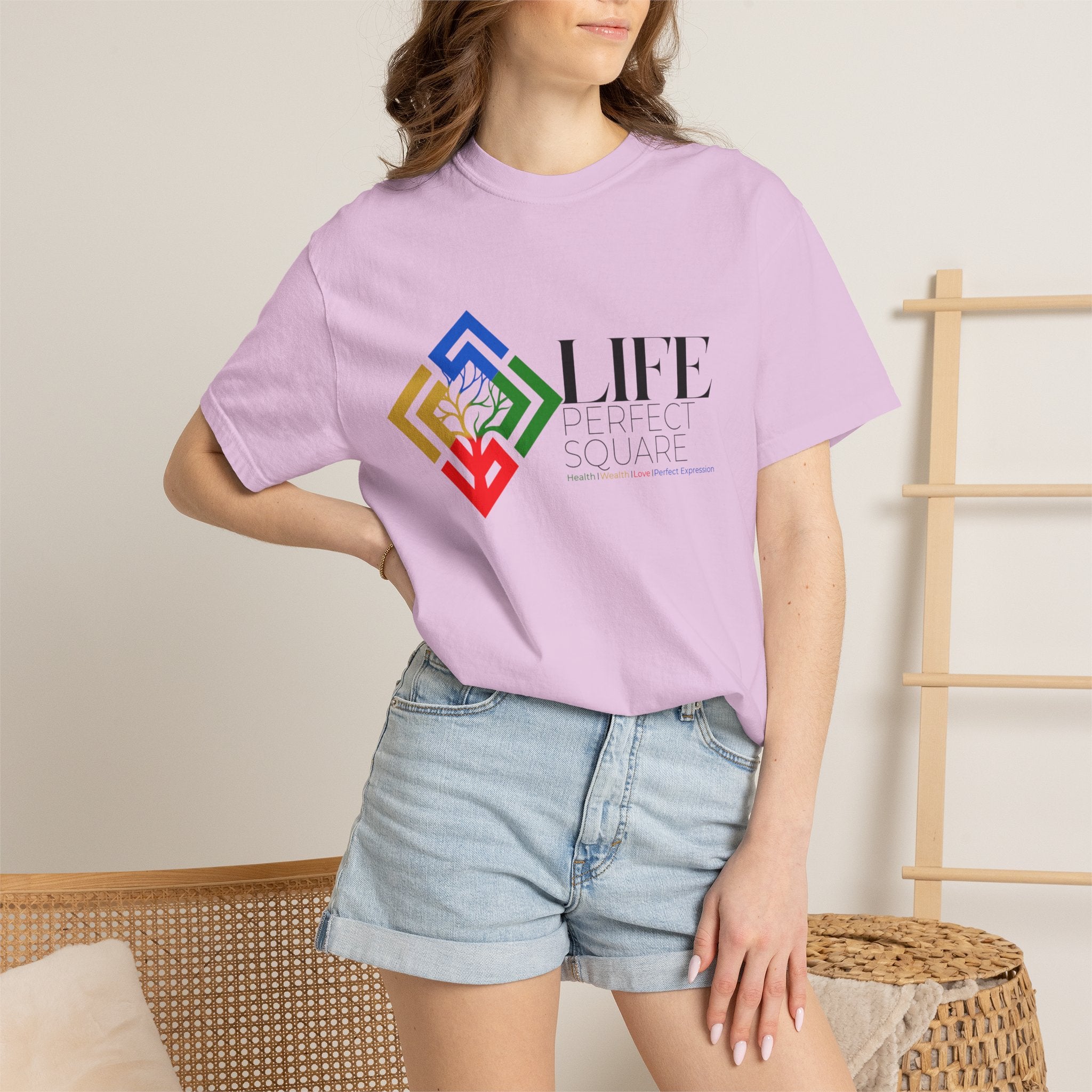 Life Supported Square T-Shirt — Colorful Geometric Tree Logo Tee