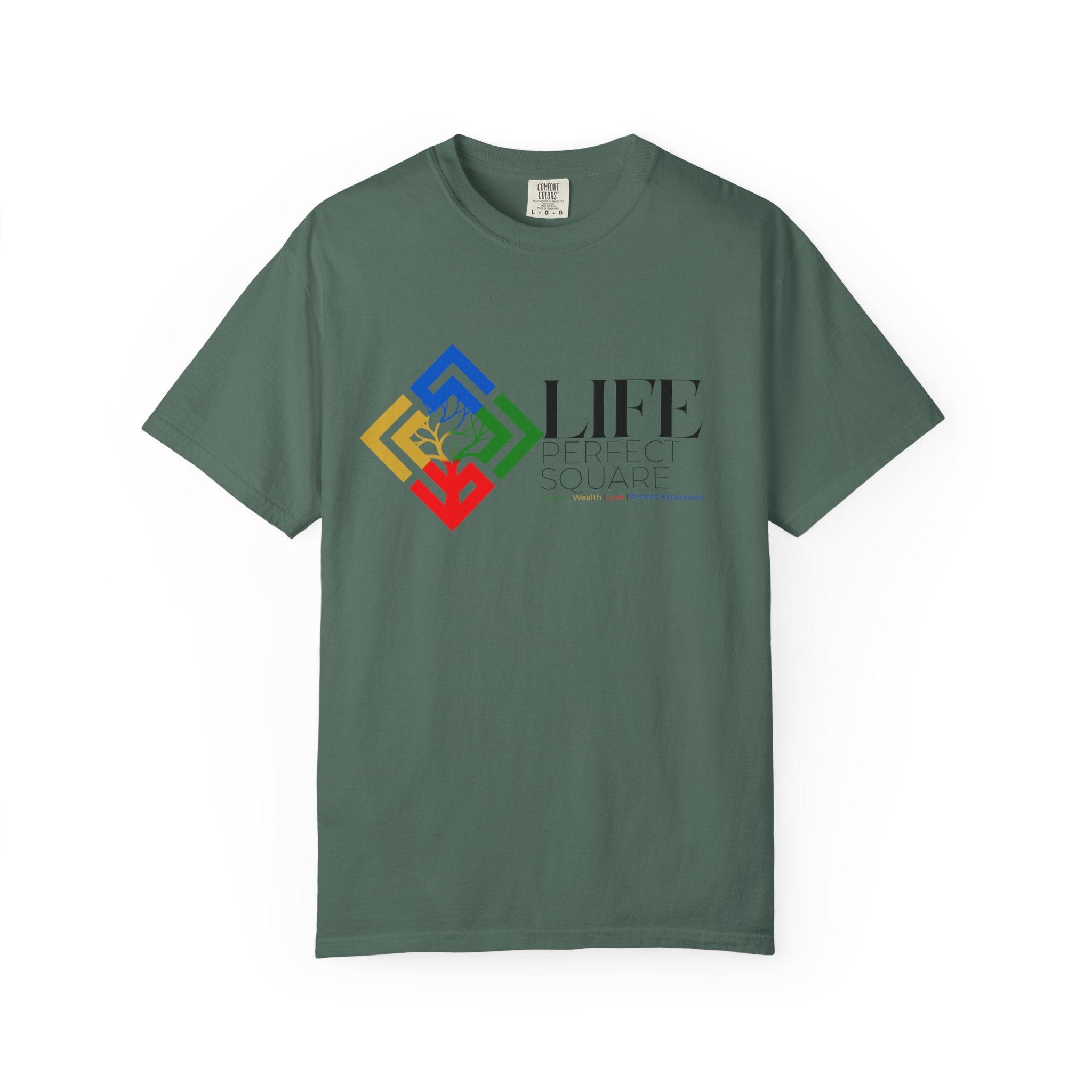 Life Supported Square T-Shirt — Colorful Geometric Tree Logo Tee