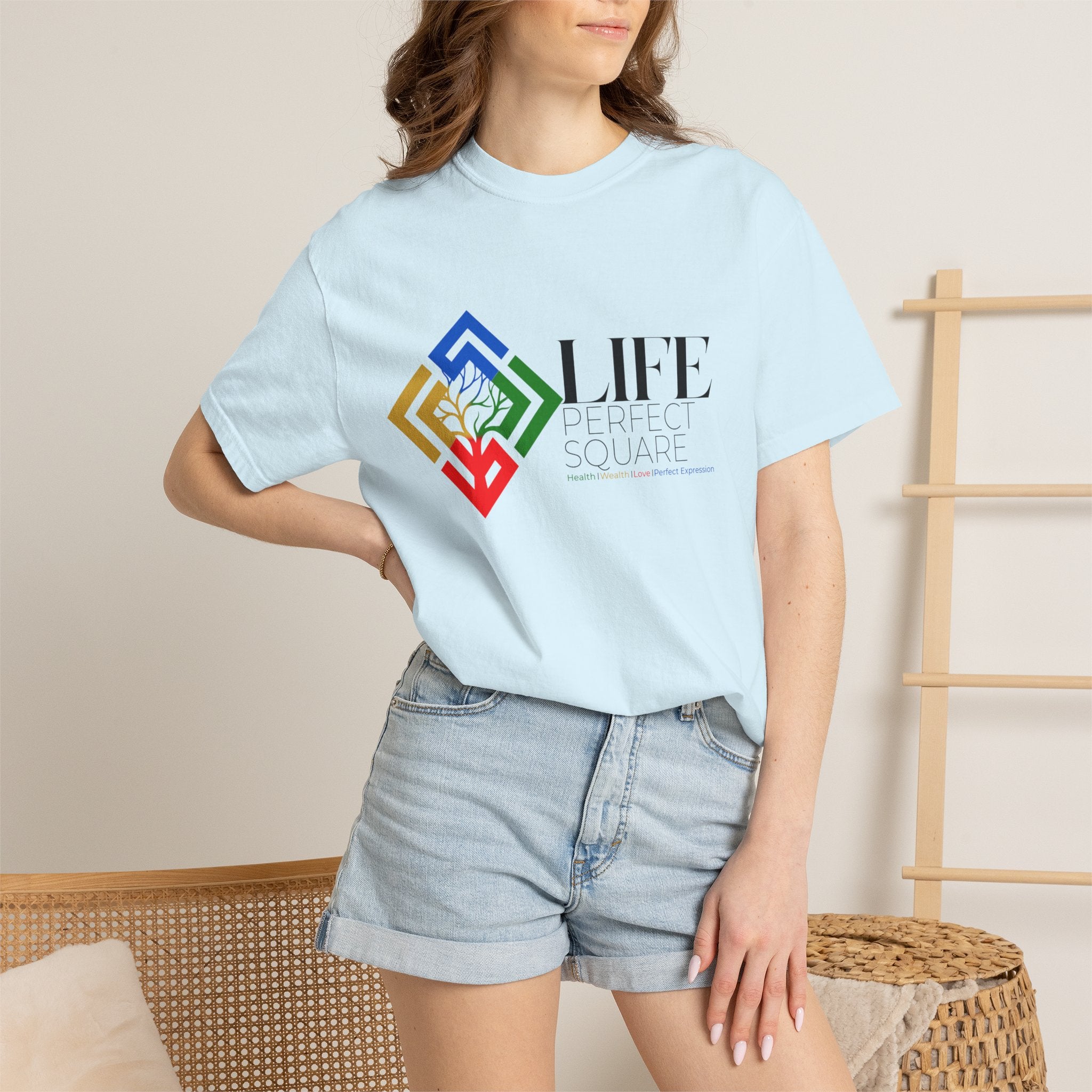 Life Supported Square T-Shirt — Colorful Geometric Tree Logo Tee