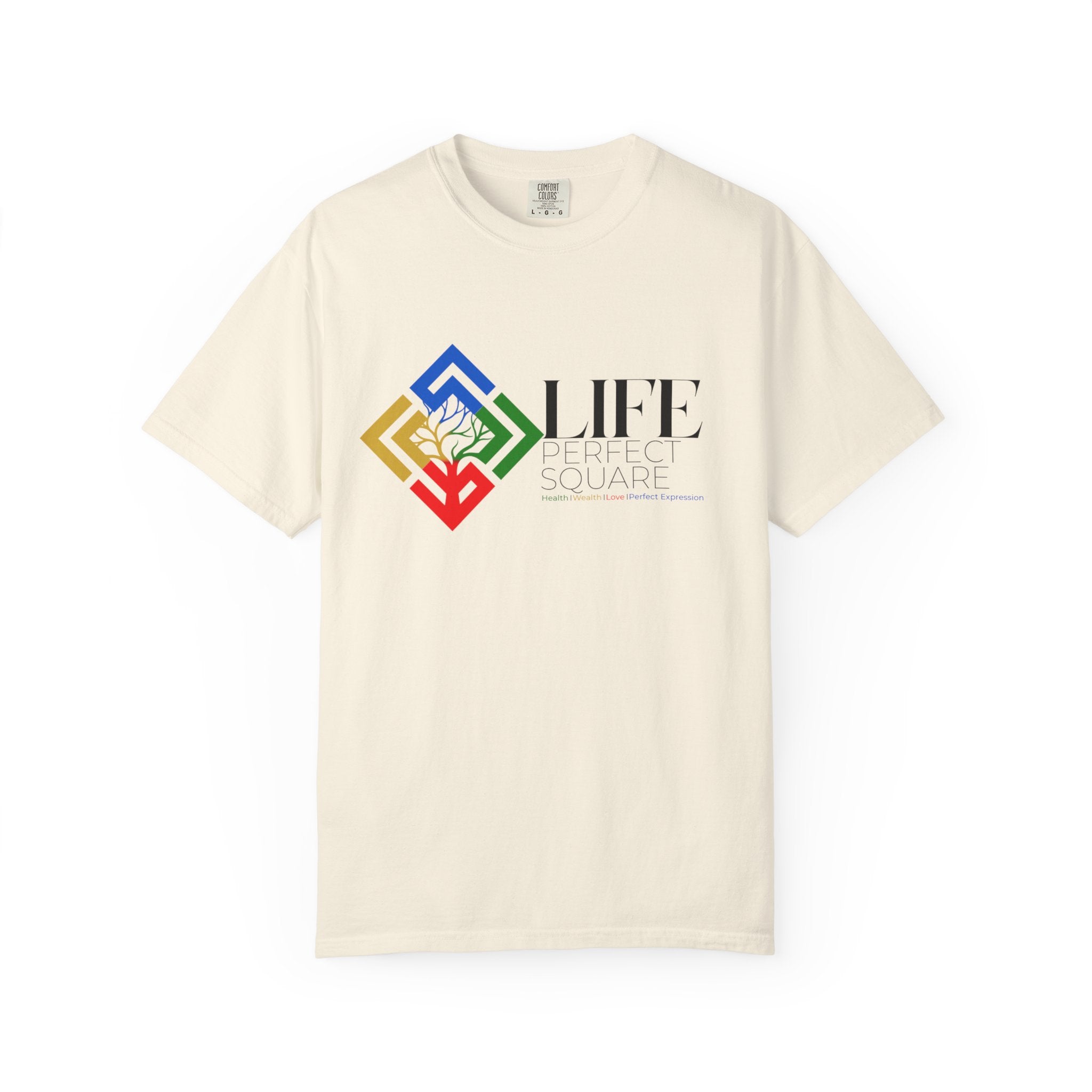 Life Supported Square T-Shirt — Colorful Geometric Tree Logo Tee