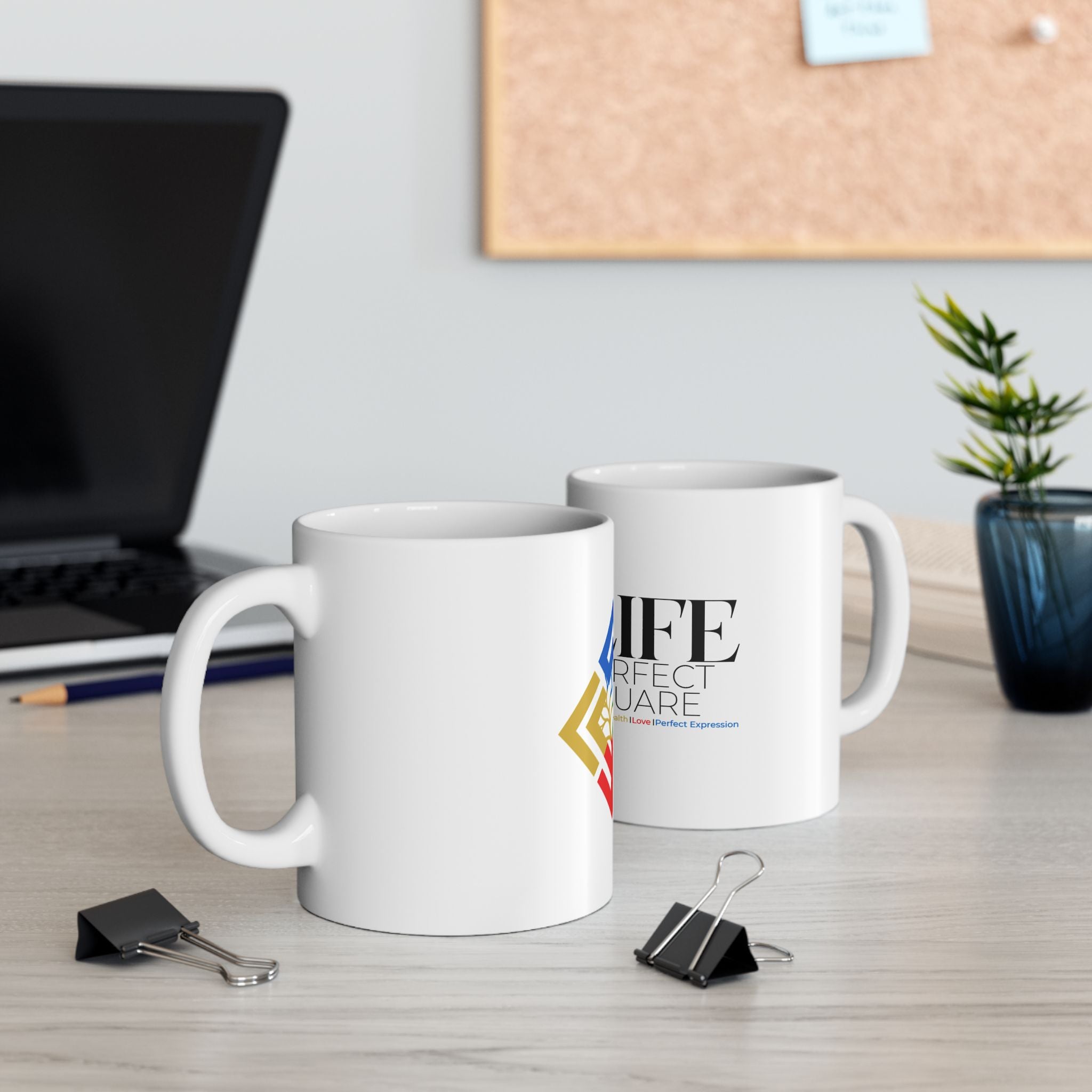 Life Perfect Square Logo Ceramic Mug (11oz, 15oz)