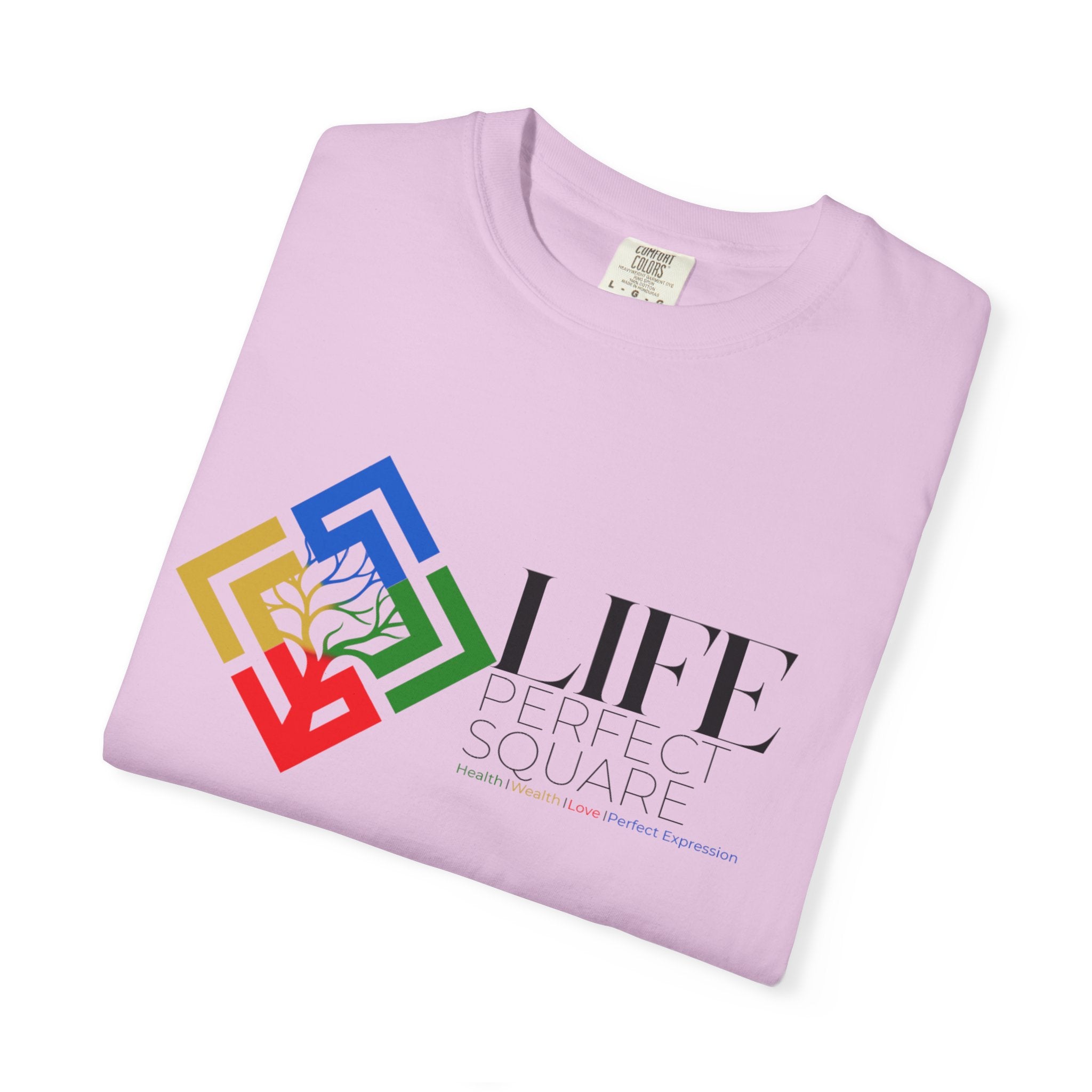 Life Supported Square T-Shirt — Colorful Geometric Tree Logo Tee