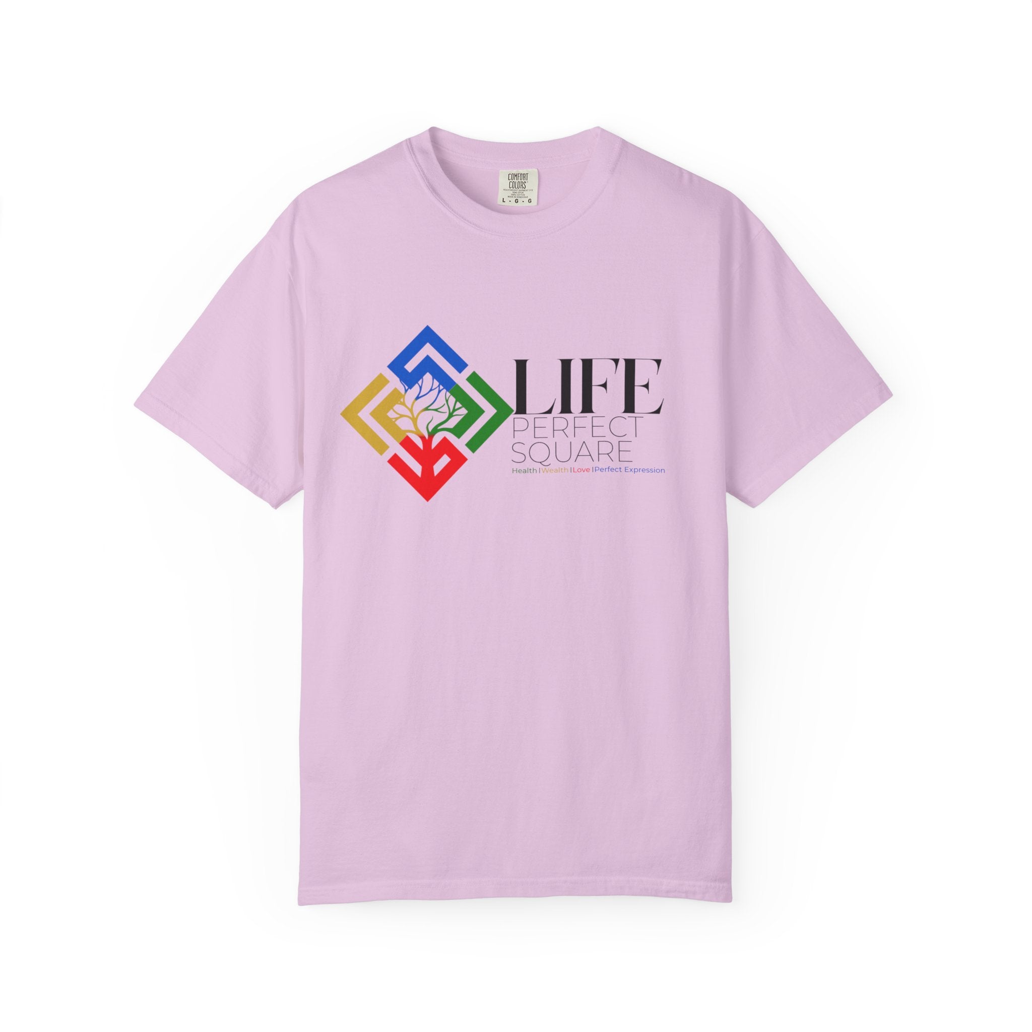 Life Supported Square T-Shirt — Colorful Geometric Tree Logo Tee