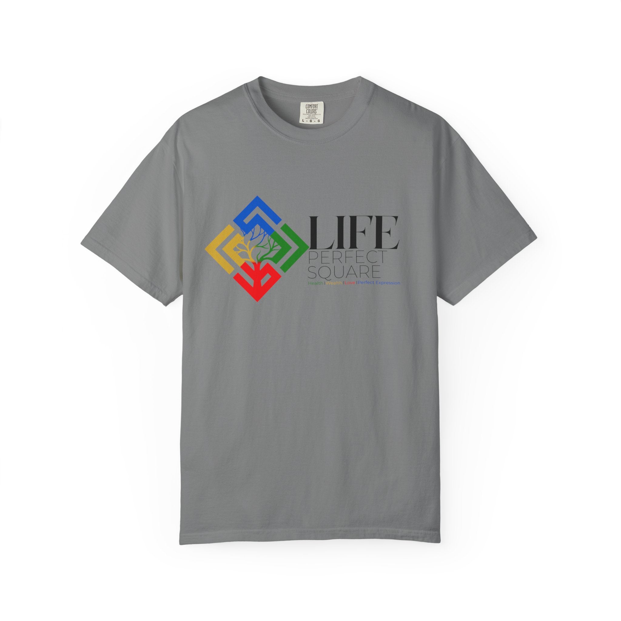 Life Supported Square T-Shirt — Colorful Geometric Tree Logo Tee