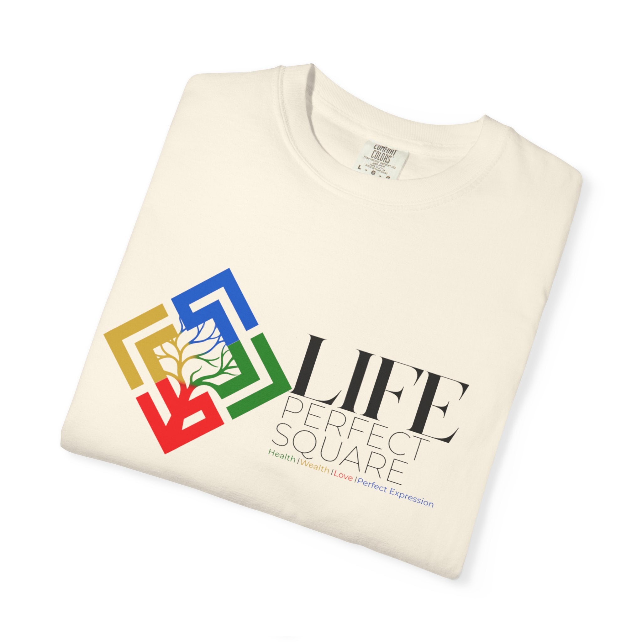 Life Supported Square T-Shirt — Colorful Geometric Tree Logo Tee
