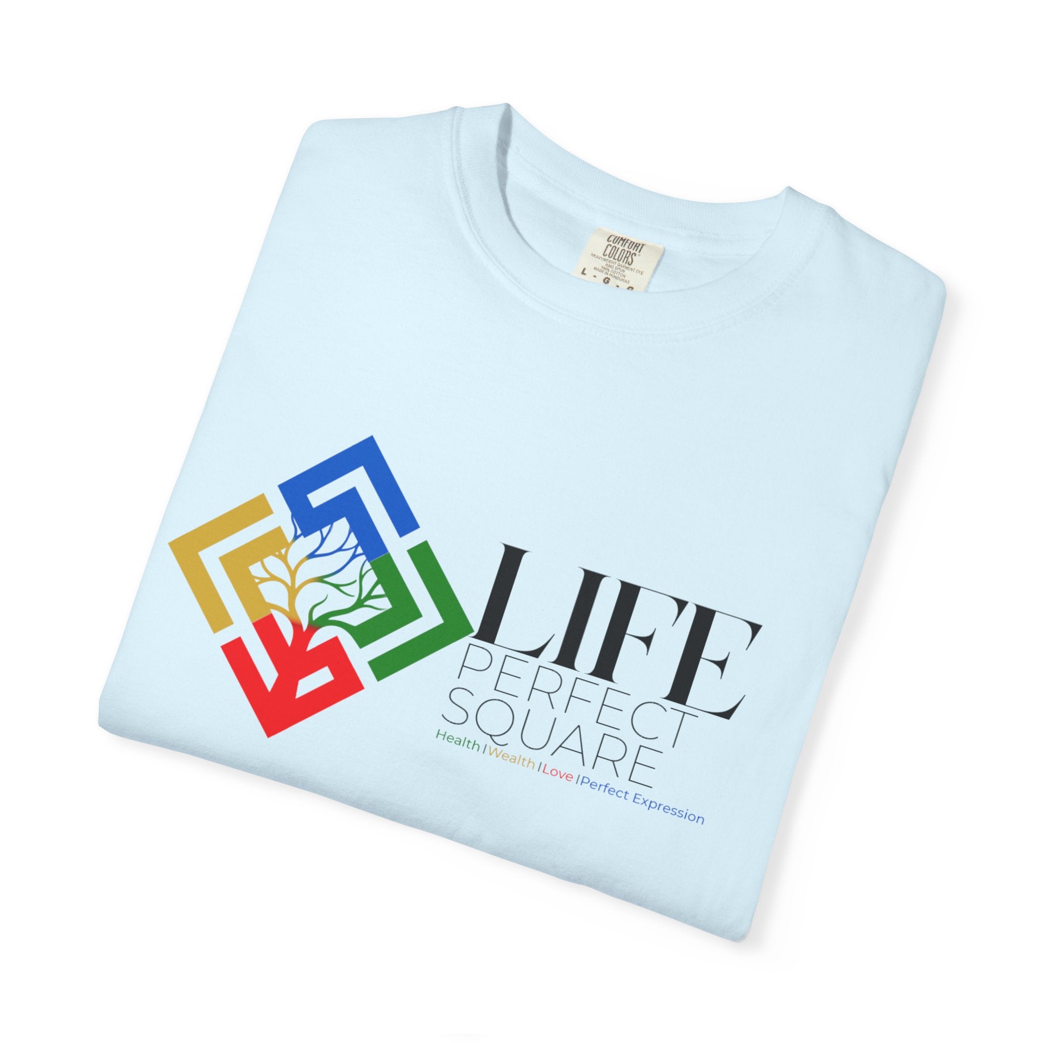 Life Supported Square T-Shirt — Colorful Geometric Tree Logo Tee