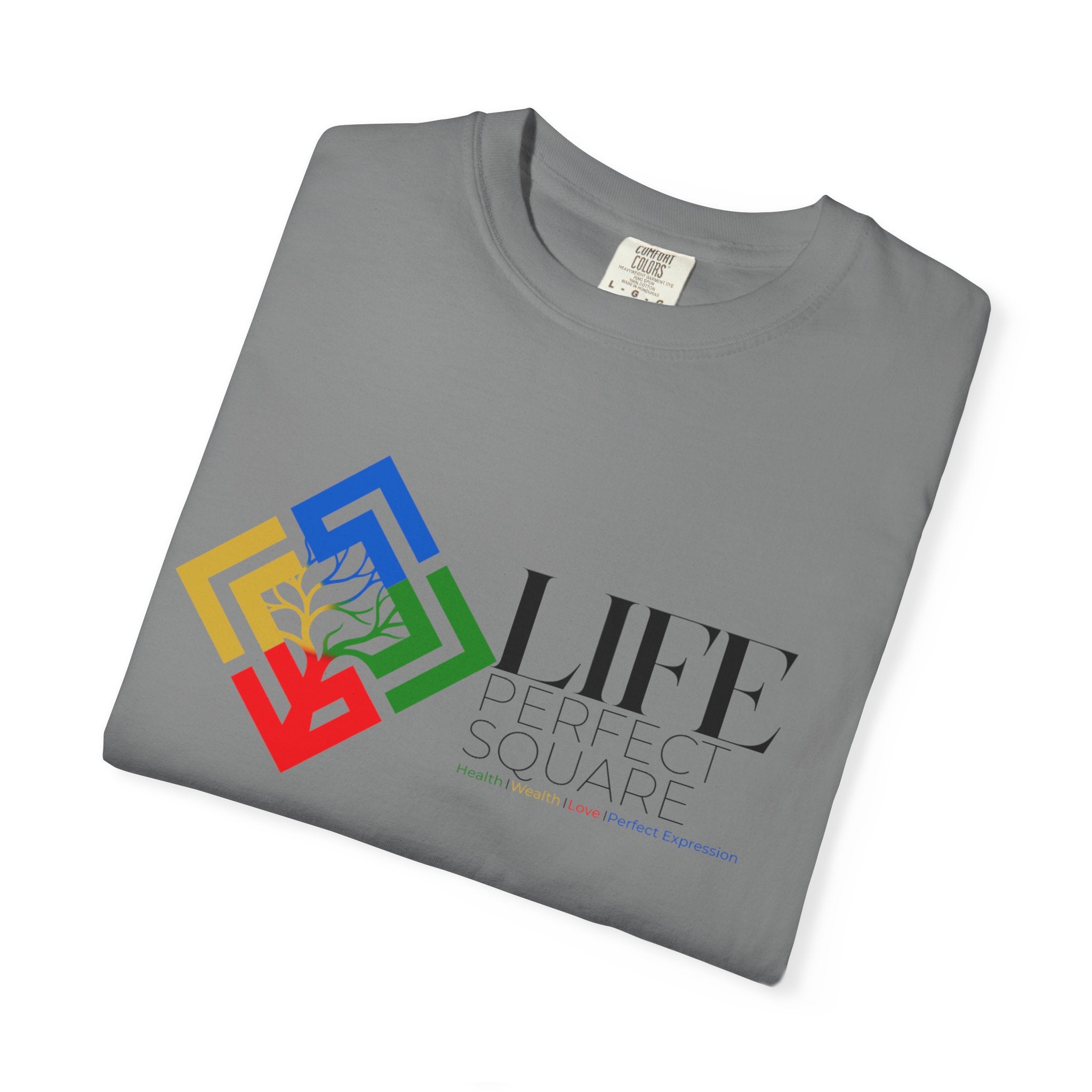 Life Supported Square T-Shirt — Colorful Geometric Tree Logo Tee