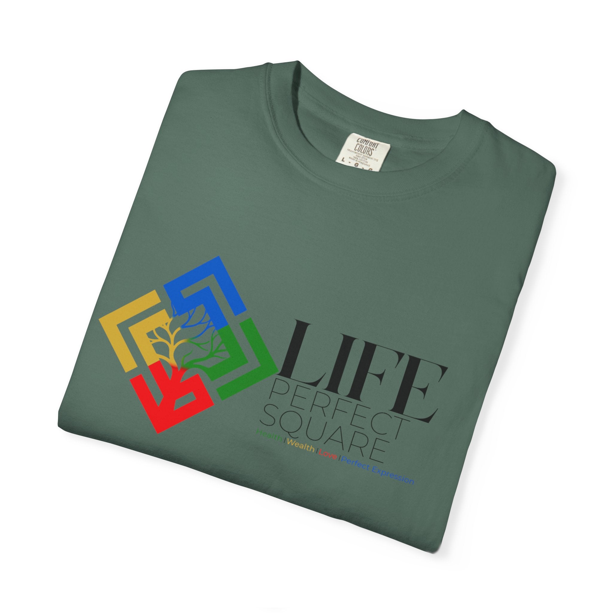 Life Supported Square T-Shirt — Colorful Geometric Tree Logo Tee
