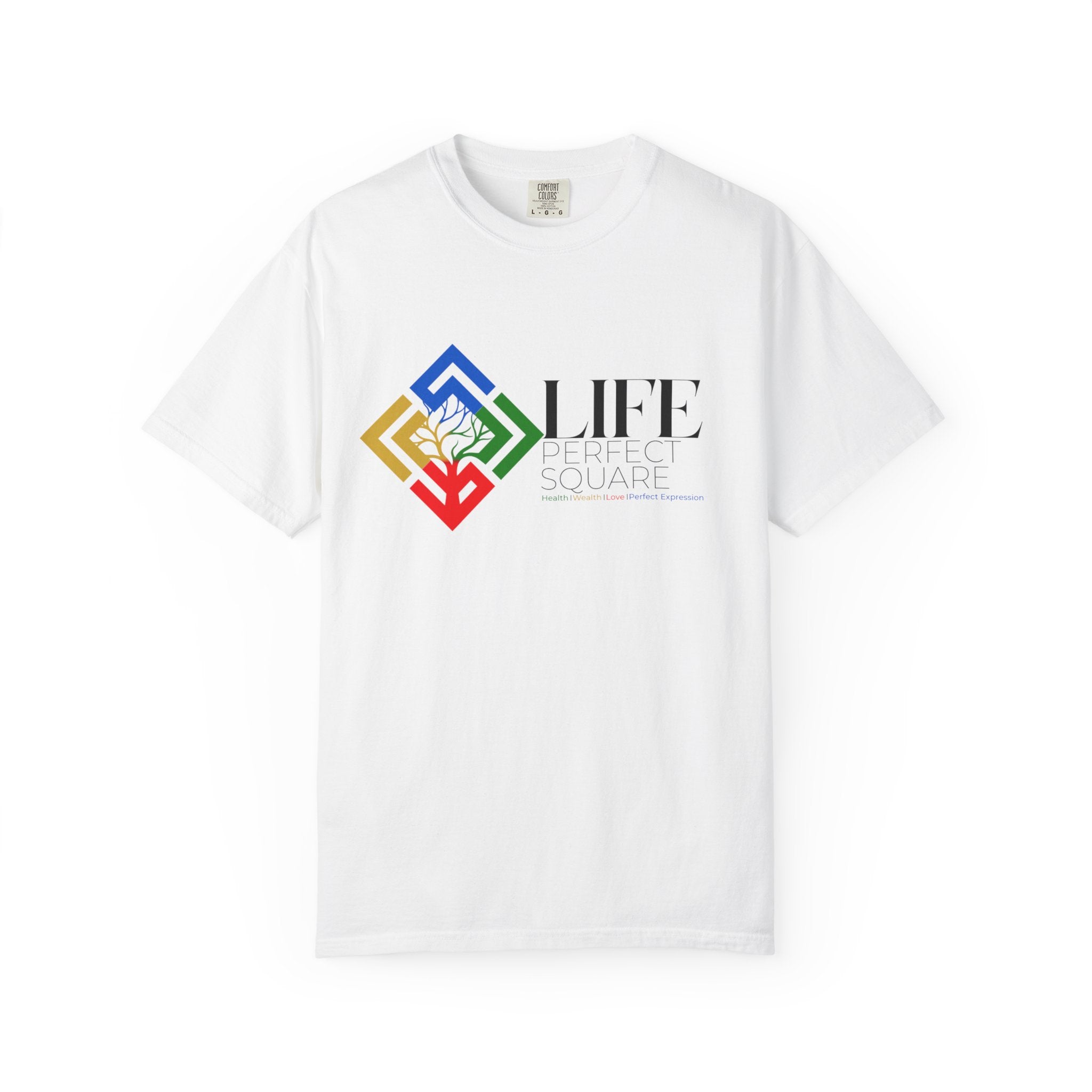 Life Supported Square T-Shirt — Colorful Geometric Tree Logo Tee