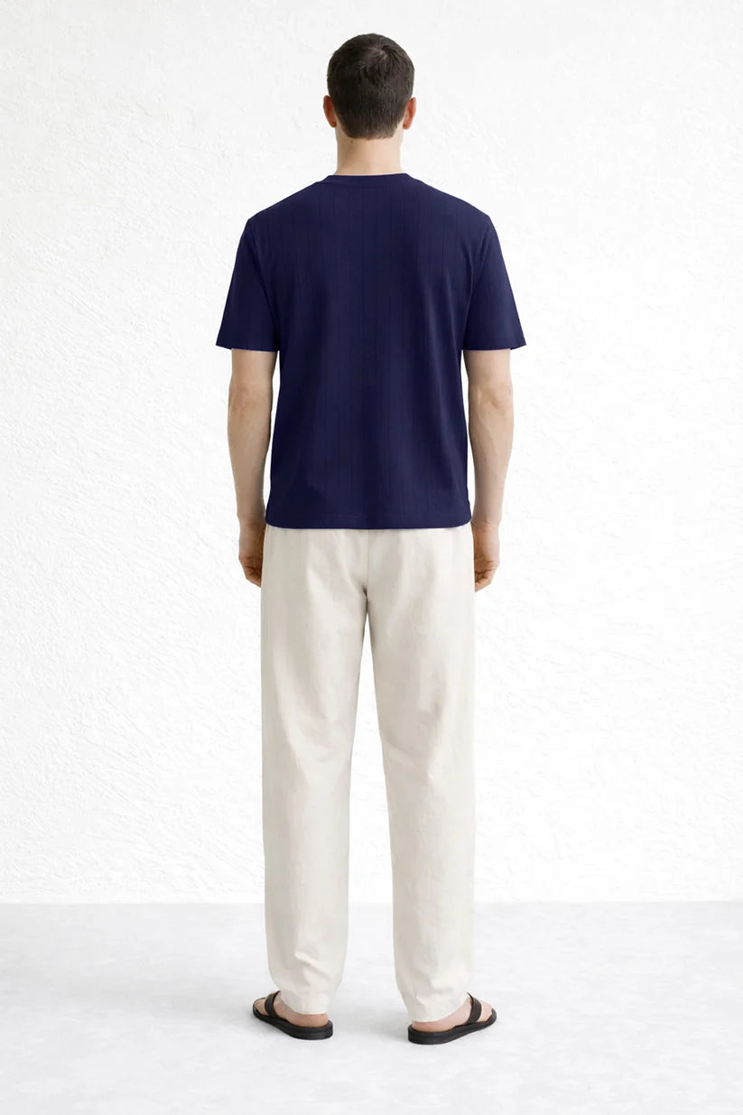 Navy Drop Needle Tshirt