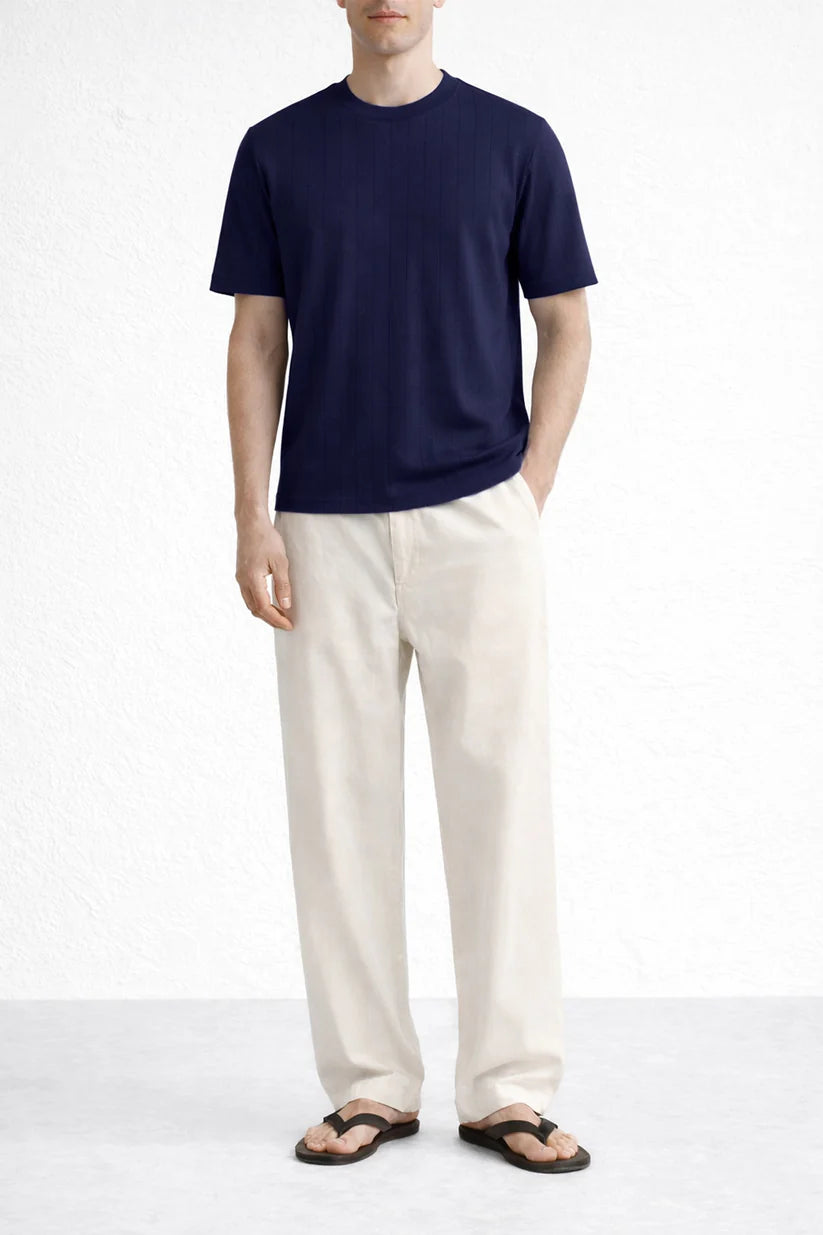 Navy Drop Needle Tshirt