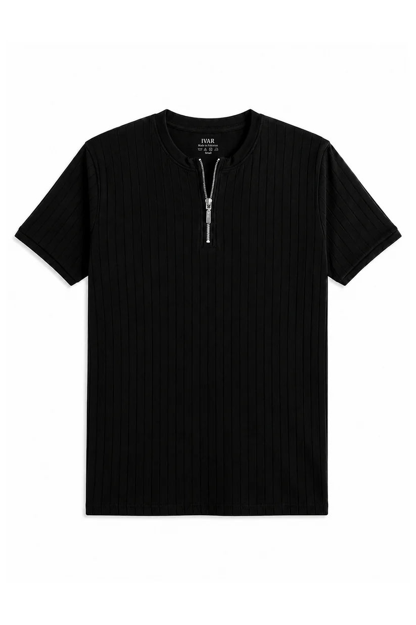 Navy Dropneedle Zipper Henley