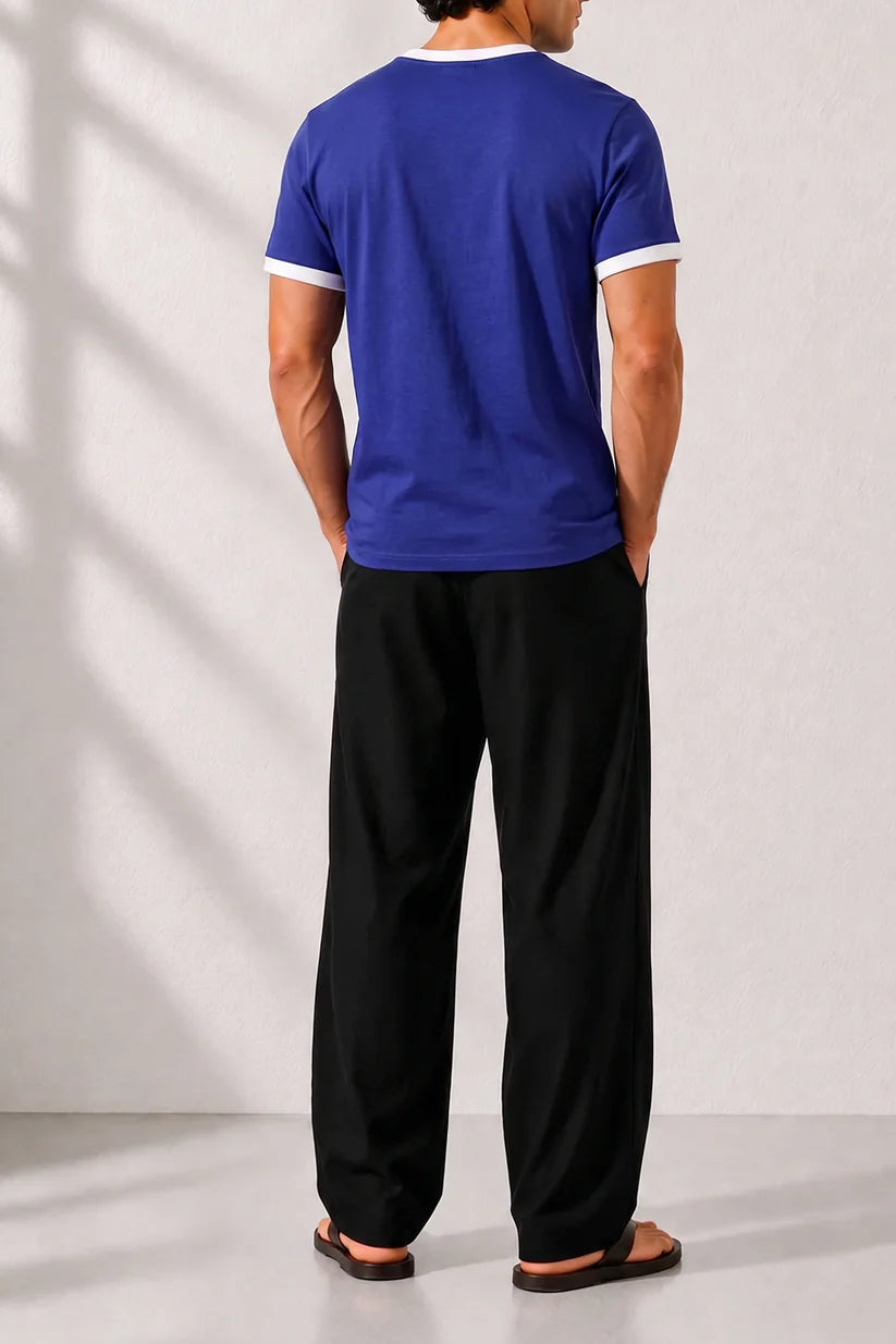 Blue Depth Ft White Ringer Tshirt