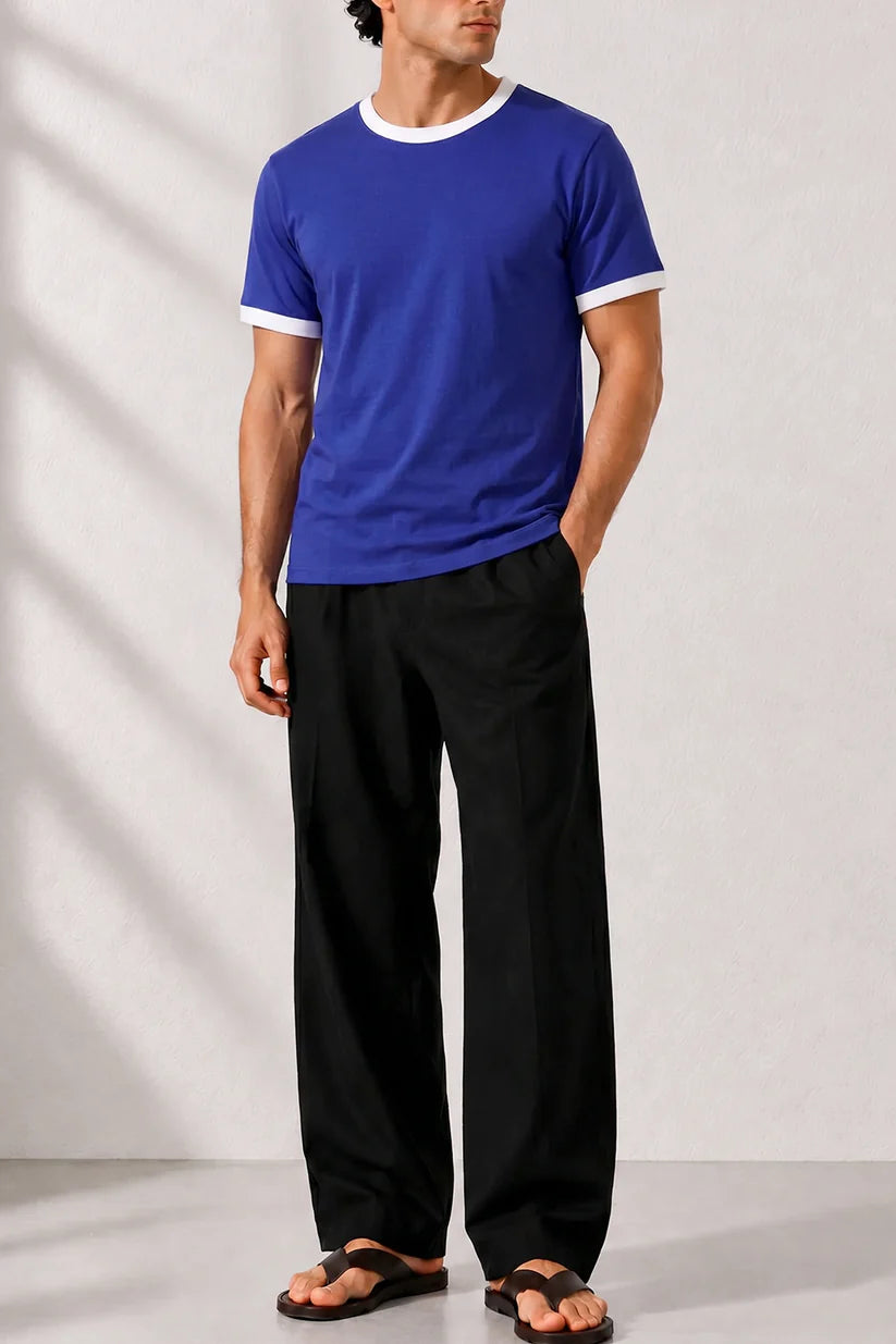 Blue Depth Ft White Ringer Tshirt