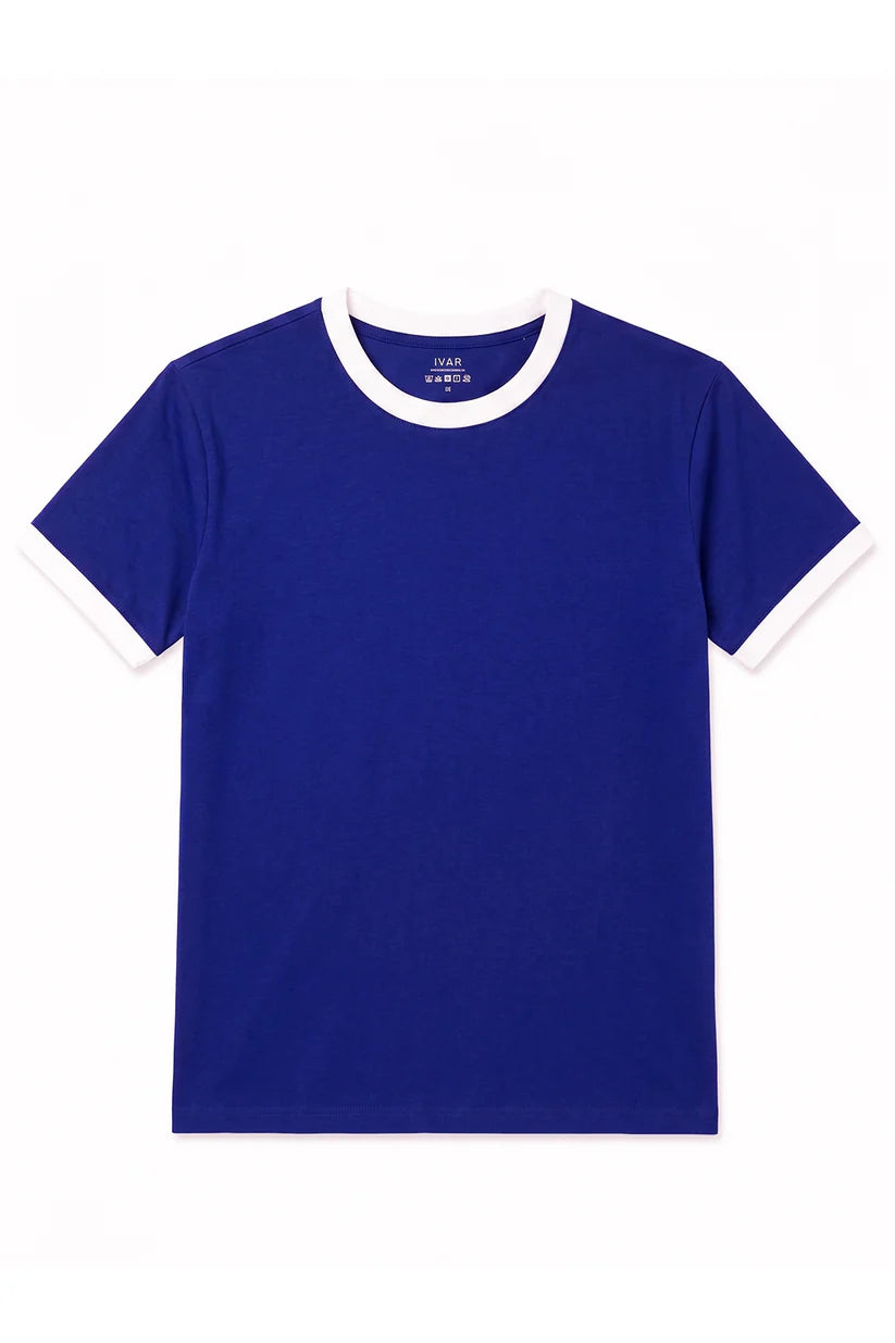 Blue Depth Ft White Ringer Tshirt