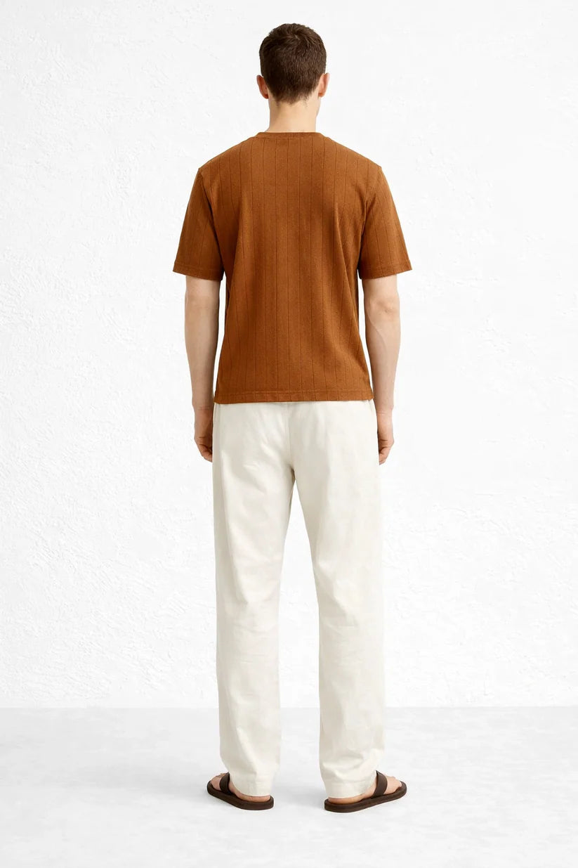 Brown Drop Needle Tshirt